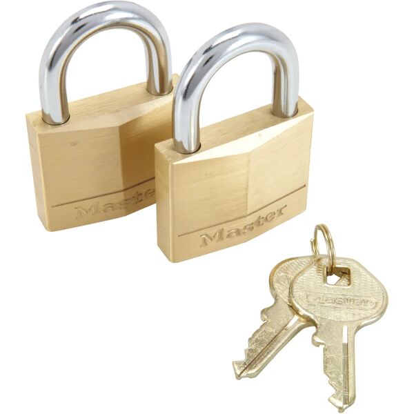 master lock lucchetto con chiave  in ottone ansa h 22 x l 21 x Ø 6 mm, 2 pezzi