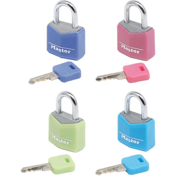 master lock lucchetto con chiave  ansa h 11 x l 10 x Ø 3 mm, 4 pezzi