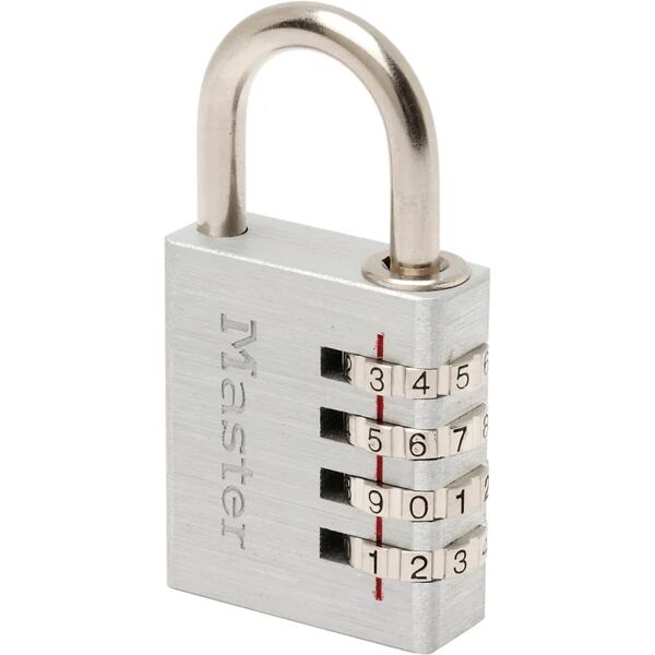 master lock lucchetto con codice  in alluminio ansa h 27 x l 22 x Ø 6 mm