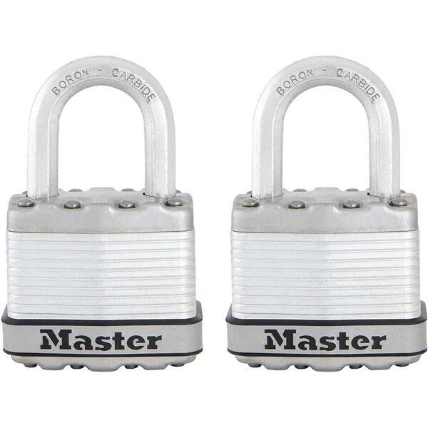 master lock lucchetto con chiave  in acciaio ansa h 32 x l 20 x Ø 8 mm, 2 pezzi