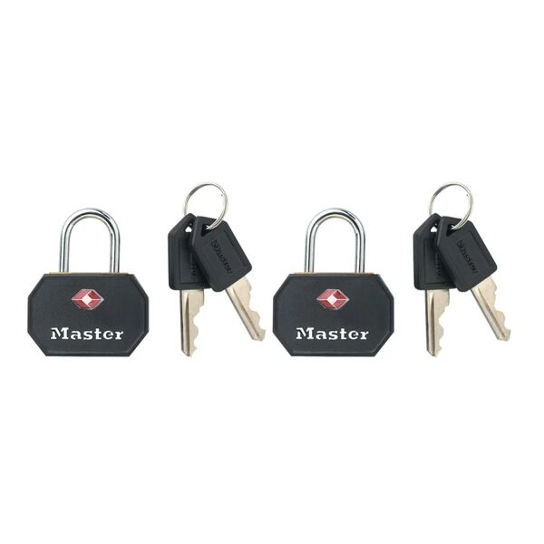 master lock lucchetto con chiave  tsa ansa h 15 x l 11 x Ø 3 mm, 2 pezzi