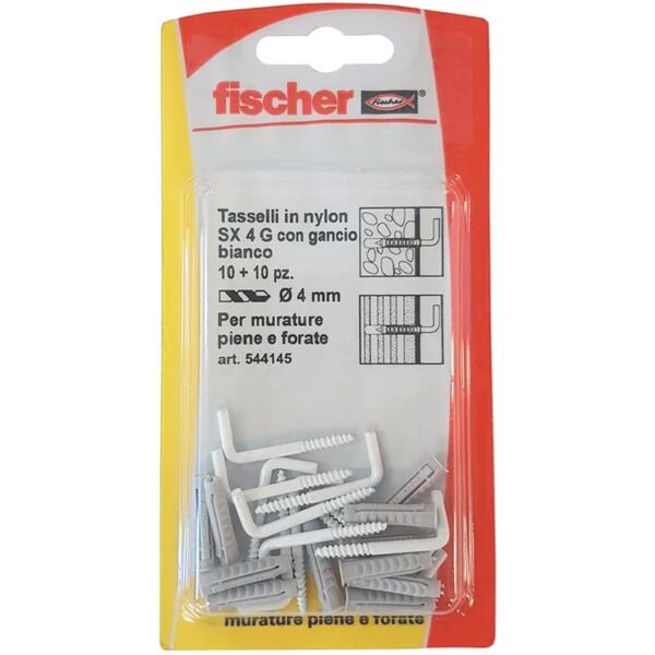 fischer tassello per materiale forato  sx, l 20 mm , Ø 4 mm, 10 pezzi