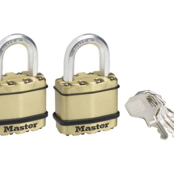 master lock lucchetto con chiave  in acciaio ansa h 24 x l 20 x Ø 8 mm, 2 pezzi