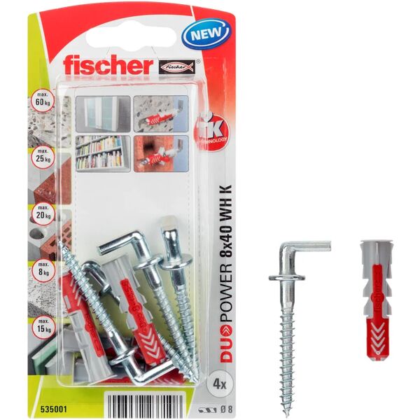 fischer tassello universale  duopower 8, l 40 mm, Ø 8 mm, 4 pezzi