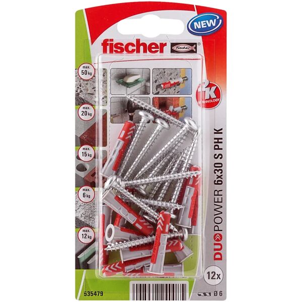 fischer tassello  l 30 mm, Ø 6 mm, 12 pezzi