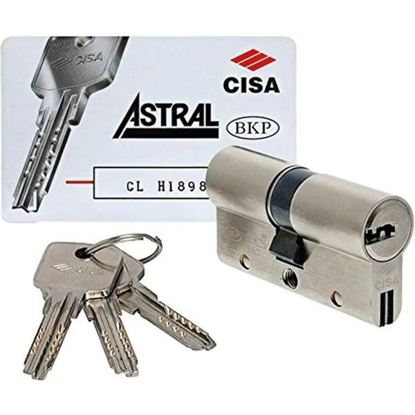 cisa cilindro europeo  astral sigillo, 40 + 40 mm, 2 ingressi chiave in ottone