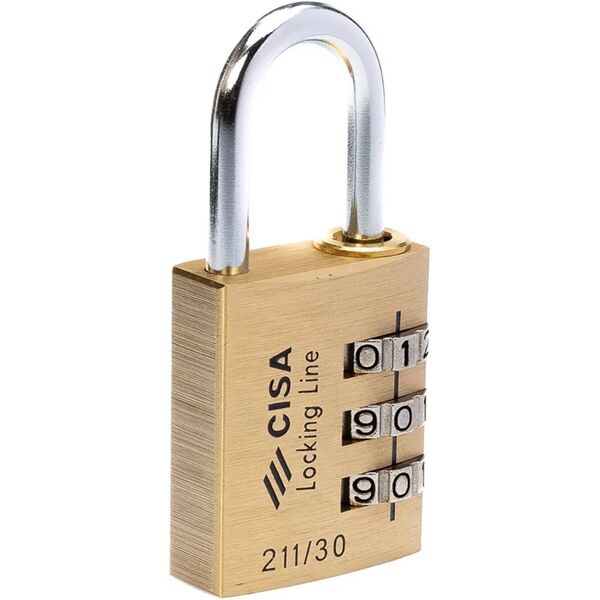 cisa lucchetto con codice  locking line in ottone ansa h 25 x l 14 x Ø 5 mm