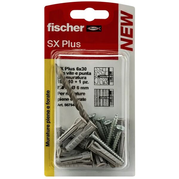 fischer tassello per materiale forato  l 30 mm , Ø 6 mm, 10 pezzi