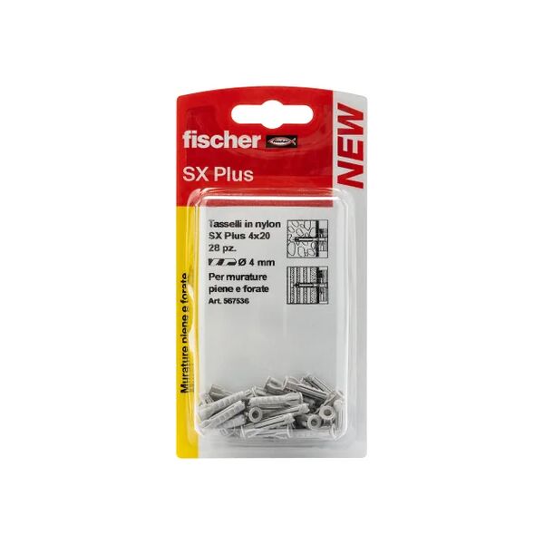 fischer tassello per materiale forato  l 20 mm , Ø 4 mm, 28 pezzi