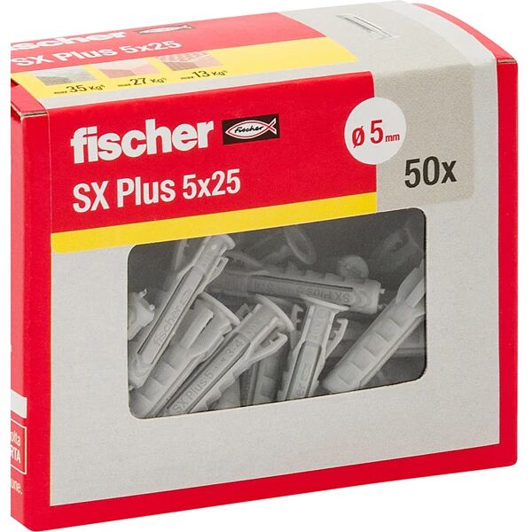 fischer tassello per materiale forato  l 25 mm , Ø 5 mm, 50 pezzi