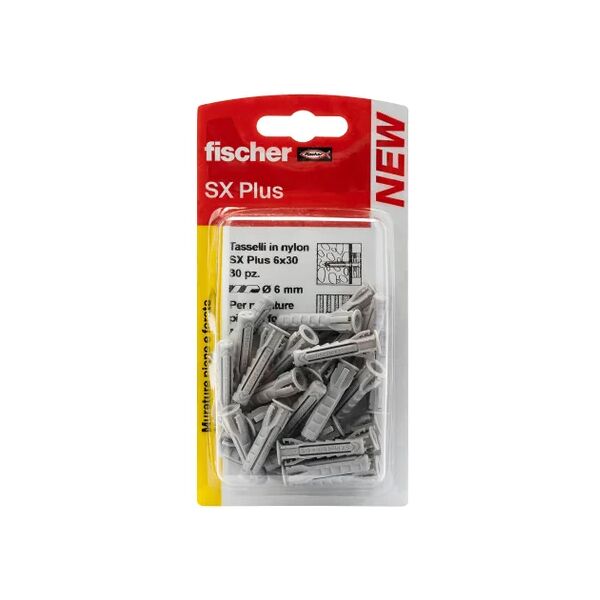 fischer tassello per materiale forato  l 30 mm , Ø 6 mm, 30 pezzi