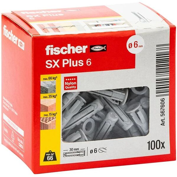 fischer tassello per materiale forato  l 30 mm , Ø 6 mm, 100 pezzi