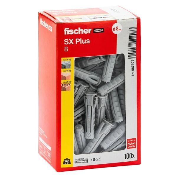 fischer tassello per materiale forato  l 40 mm , Ø 8 mm, 100 pezzi