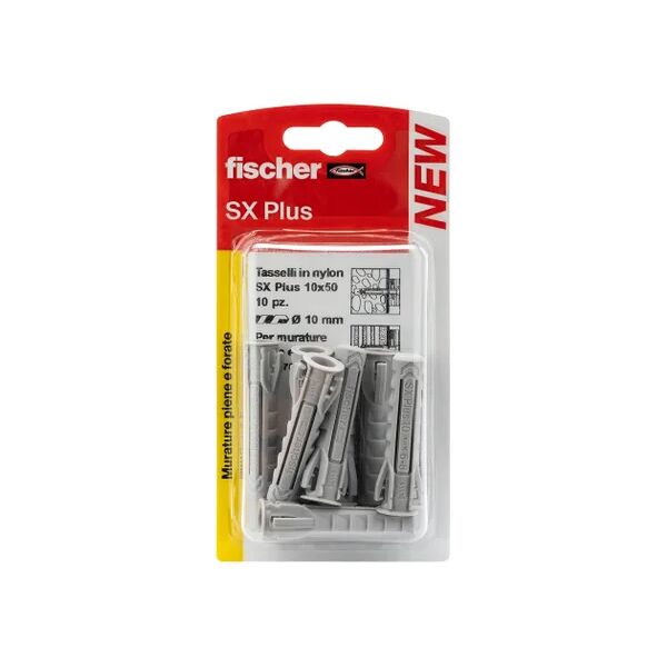 fischer tassello per materiale forato  l 50 mm , Ø 10 mm, 10 pezzi