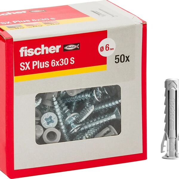 fischer tassello per materiale forato  l 30 mm , Ø 6 mm, 50 pezzi