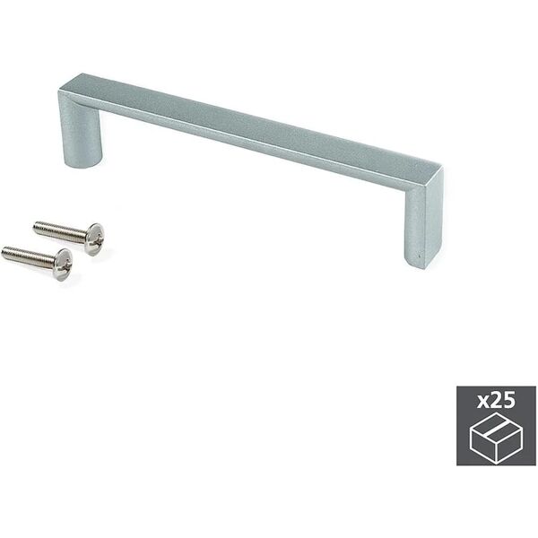 emuca maniglie per mobile, interasse 96 mm, zama, grigio metallizzato, 25 u.