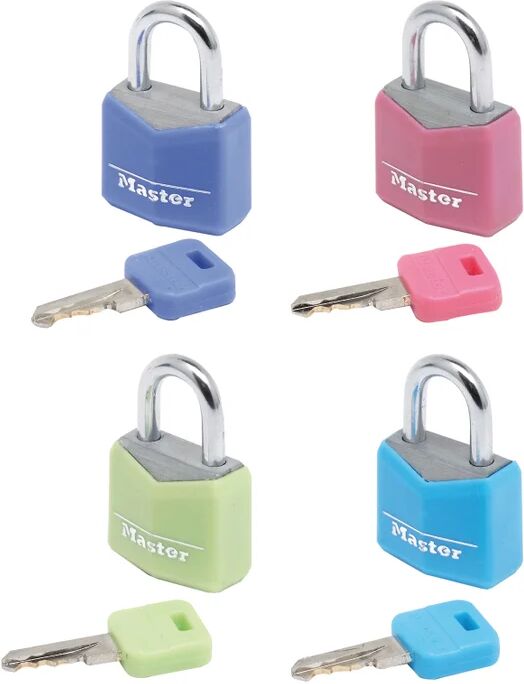 master lock lucchetto con chiave  ansa h 11 x l 10 x Ø 3 mm, 4 pezzi