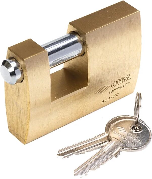 cisa lucchetto con chiave  locking line in ottone ansa h 13.5 x l 22 x Ø 12 mm