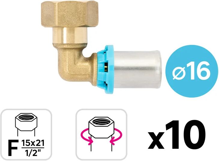 equation set da 10 pezzi curva da aggraffare  f 1/2 x 16 in ingresso, impianto idraulico centrale