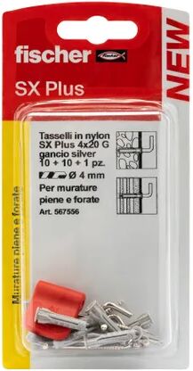 fischer tassello per materiale forato  l 20 mm , Ø 4 mm, 10 pezzi