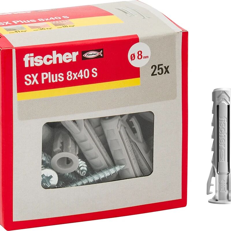 fischer tassello per materiale forato  l 40 mm , Ø 8 mm, 25 pezzi