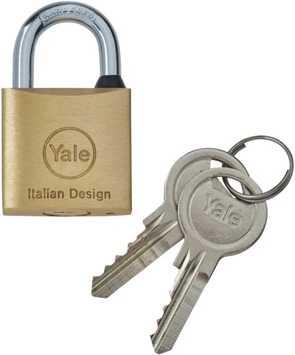 Yale Lucchetto con chiave  in ottone ansa H 16 x L 15 x Ø 15 mm