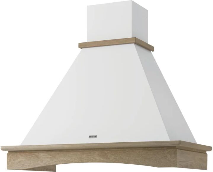 faber cappa a parete ranch o1 90 srm ng   bianco cornice legno l 90 cm