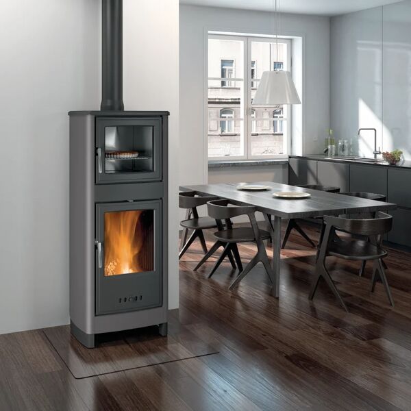 superior stufa a legna con forno  savina 8 kw grigio