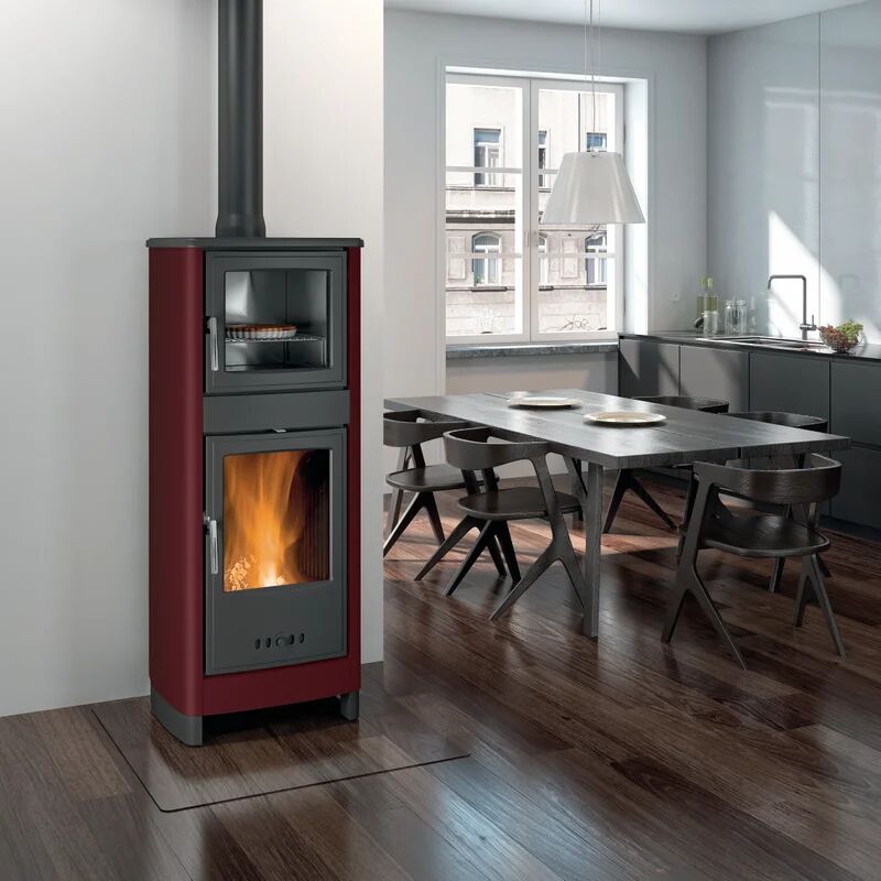 superior stufa a legna con forno  savina 8 kw bordeaux