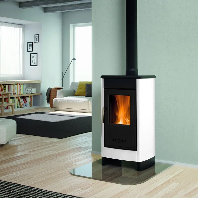 superior stufa a legna  medea 6.6 kw bianco