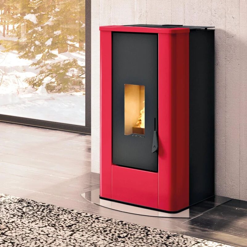 leroy merlin stufa a pellet ventilata filippo 9.7 kw rosso