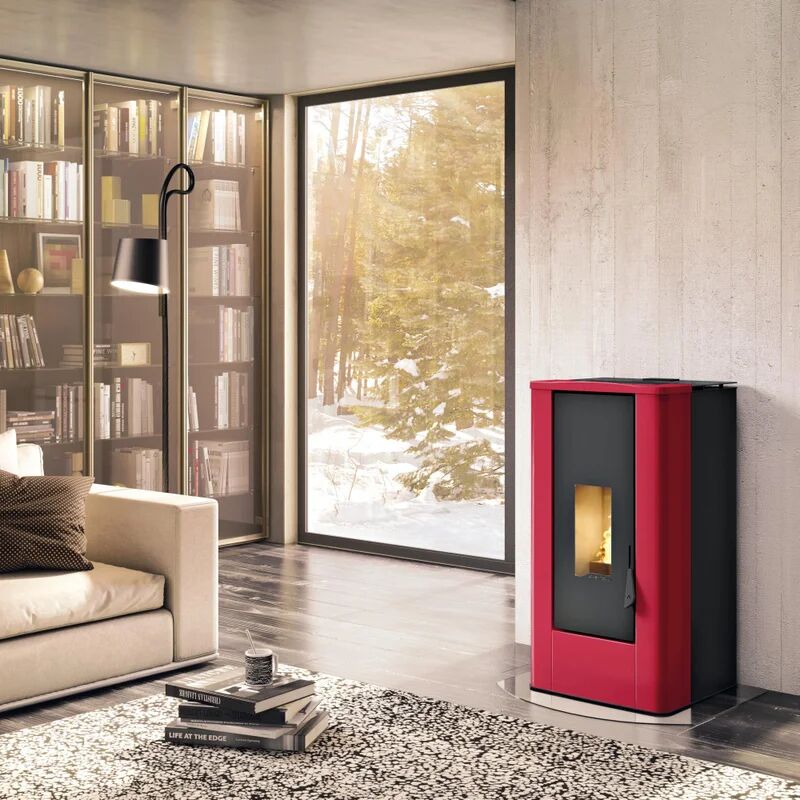 leroy merlin stufa a pellet canalizzata filippo 11.9 kw rosso