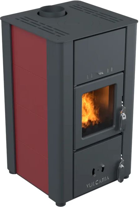 leroy merlin stufa a legna stufa a legna ventilata v -steel  6.7 kw rosso