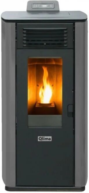 qlima stufa a pellet 10.1kw grigia fiorina90s-line riscaldamento