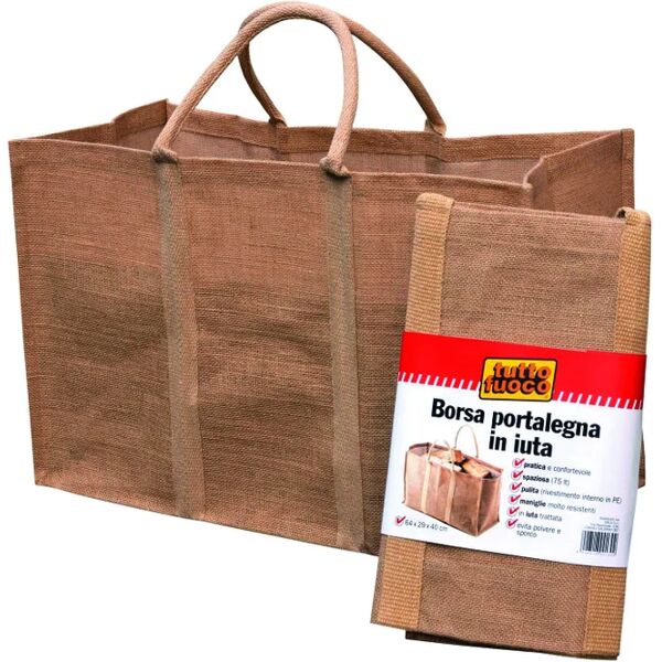 leroy merlin borsa portalegna in tela di juta l 64 x h 40 x p 29 cm beige