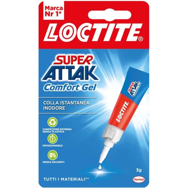 loctite colla in cianoacrilato per metallo, legno, ceramica, plastica, cuoio  super attak 3 g