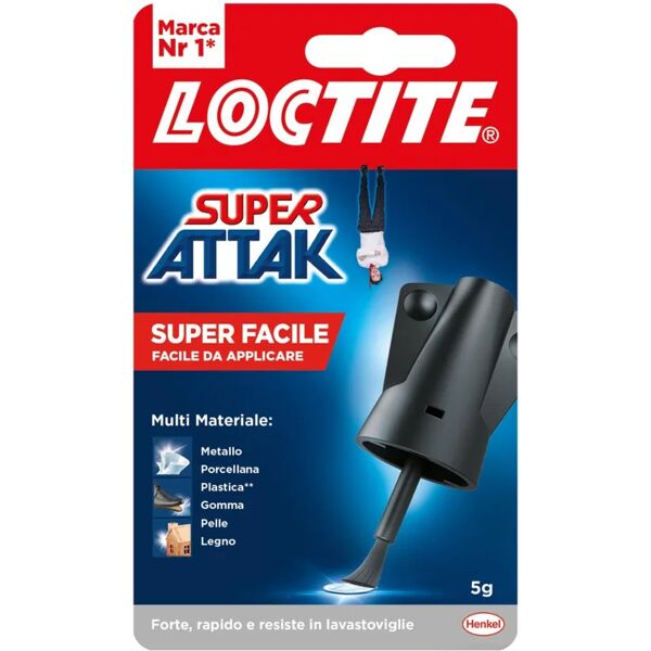 loctite colla in cianoacrilato per metallo, legno, ceramica, plastica, cuoio  super attak super facile 5 g