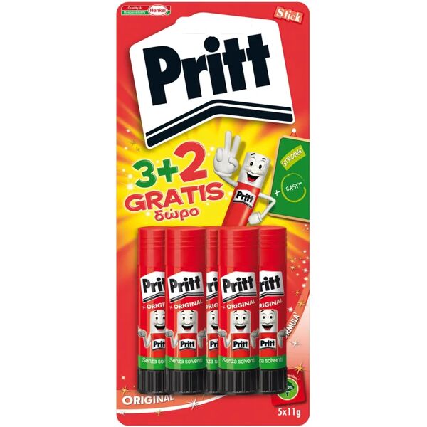 leroy merlin stick di colla polimero pritt  11g bl 5pz - blister 3+2