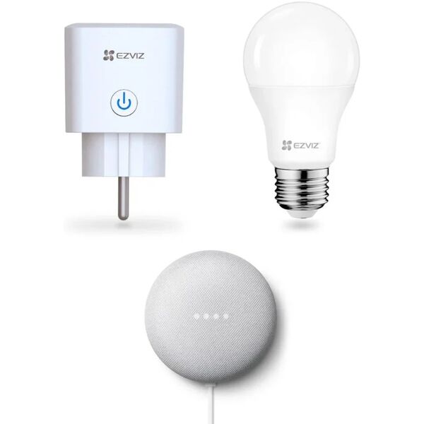 google assistente vocale  grigio + presa smart + lampadina ezviz