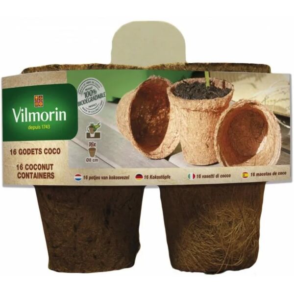 vilmorin blister da 16 vasetti cocco rotondi 8 cm