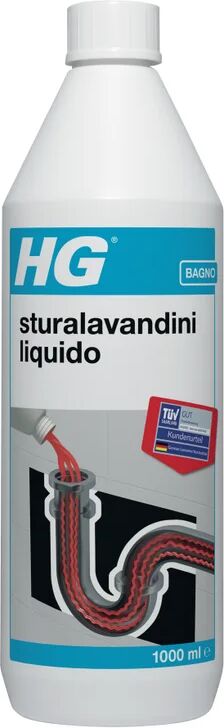 hg disgorgante chimico  sturalavandini liquido per cucina bagno di vapore (hammam) wc, tubi, pozzo nero, impianti di trattamento delle acque reflue e bagni chimici 1 lt