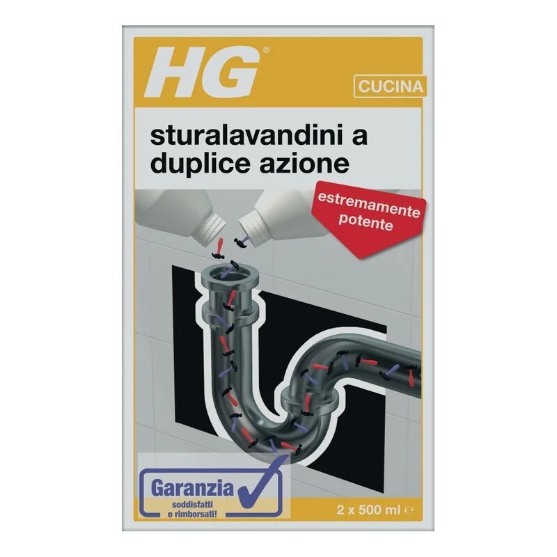 hg disgorgante chimico  sturalavandini a duplice azione per cucina bagno di vapore (hammam) wc, tubi, pozzo nero, impianti di trattamento delle acque reflue e bagni chimici 1 lt