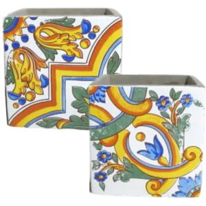 Leroy Merlin Vaso CUBO CERAMICA 2 MIX DES SICILIA H.12.5 in ceramica  multicolore H 12.5 cm x H 12.5 cm H