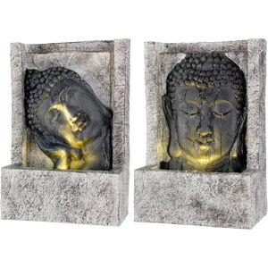 BIGBUY GARDEN Fontana da giardino Viso Buddha Poliresina (13,5 x 28 x 40 cm)