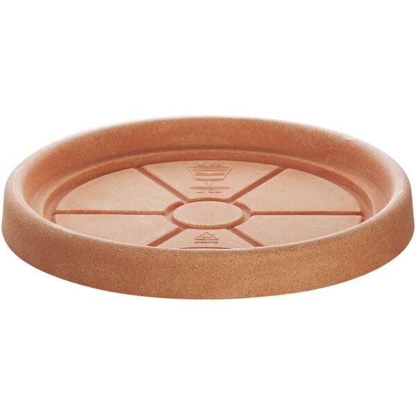 euro3plast sottovaso per vaso da fiori  doppio bordo in ceramica di colore terracotta Ø 49 x h 5 cm