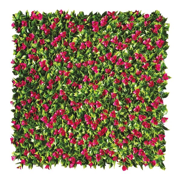 tenax parete verde artificiale bouganville divy 3d in polietilene, verde e rosa h 1 m x l 1 m