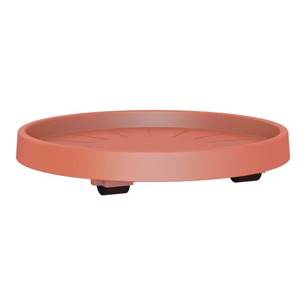 artevasi sottovaso per vaso da fiori con ruote  in polipropilene di colore terracotta Ø 35 x h 6.2 cm