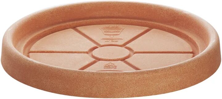 euro3plast sottovaso per vaso da fiori  doppio bordo in ceramica di colore terracotta Ø 49 x h 5 cm