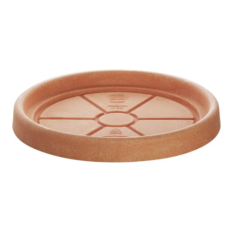 euro3plast sottovaso per vaso da fiori  doppio bordo in ceramica di colore terracotta Ø 54 x h 5 cm