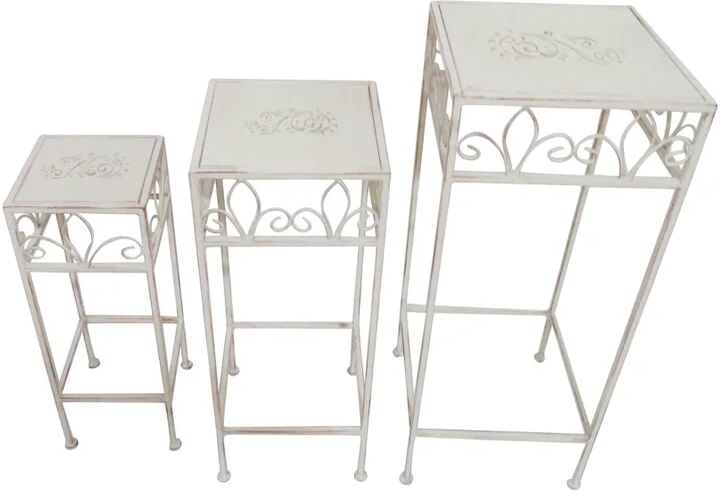 leroy merlin decorazione set tavolini portavaso in ferro  bianco l 70 cm x h 28 cm